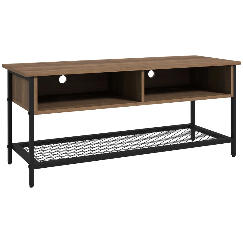 HOMCOM Mobilier TV pentru televizoare de până la 48" în stil industrial din lemn și oțel, 110x40x48cm, maro și negru