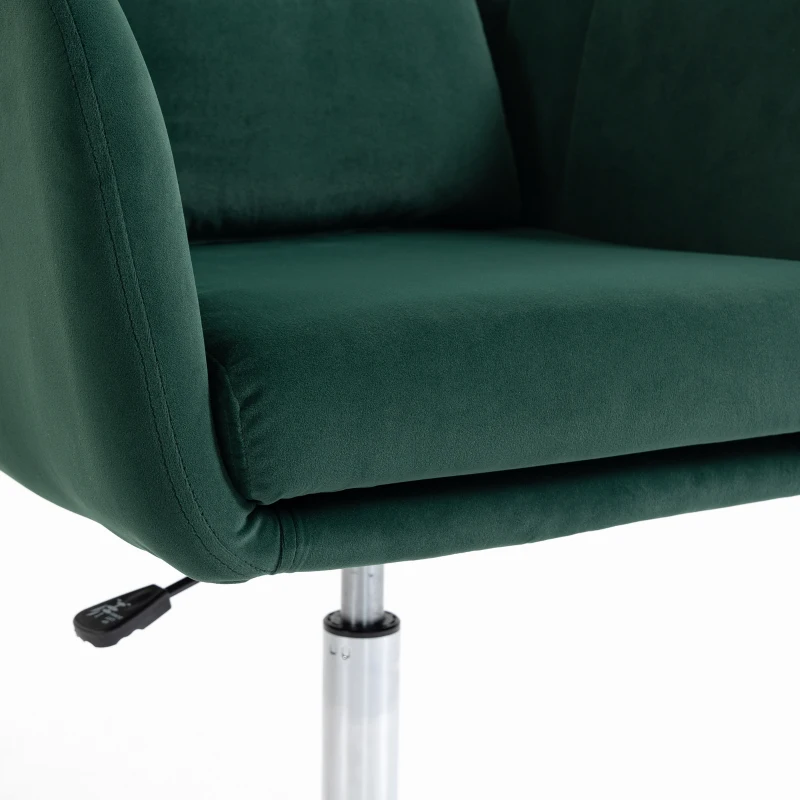 HOMCOM Retro Velvet Swivel Tub Chair with Steel Frame, Cushion Seat, Dark Green