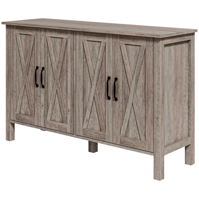 HOMCOM Dulap Multifuncțional Stil Rustic cu 4 Rafturi Reglabile, din Lemn, 120x37x75 cm, Gri
