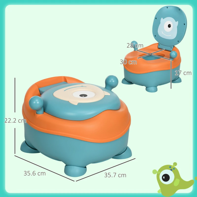 ZONEKIZ Oliță pentru copii de la 6 luni, în formă de extraterestru, cu șezut ergonomic, spătar și recipient detașabil, albastră