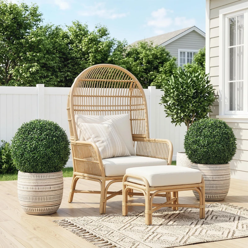 HOMCOM Set de 2 Topiarii Artificiale cu 682 Frunze, 42 cm, Verde