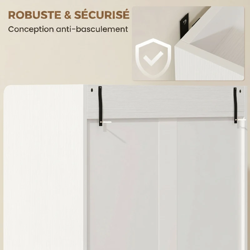 HOMCOM Meuble à chaussures 12 paires, armoire à chaussures étroite avec 2 tiroirs rabattables, étagères réglables, blanc