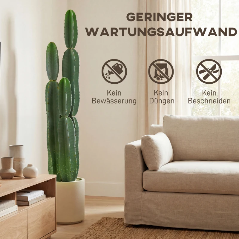 HOMCOM Kunstpflanze Kaktus Pflanzen groß 111 cm künstliche Pflanzen im Topf für Büro Wohnzimmer