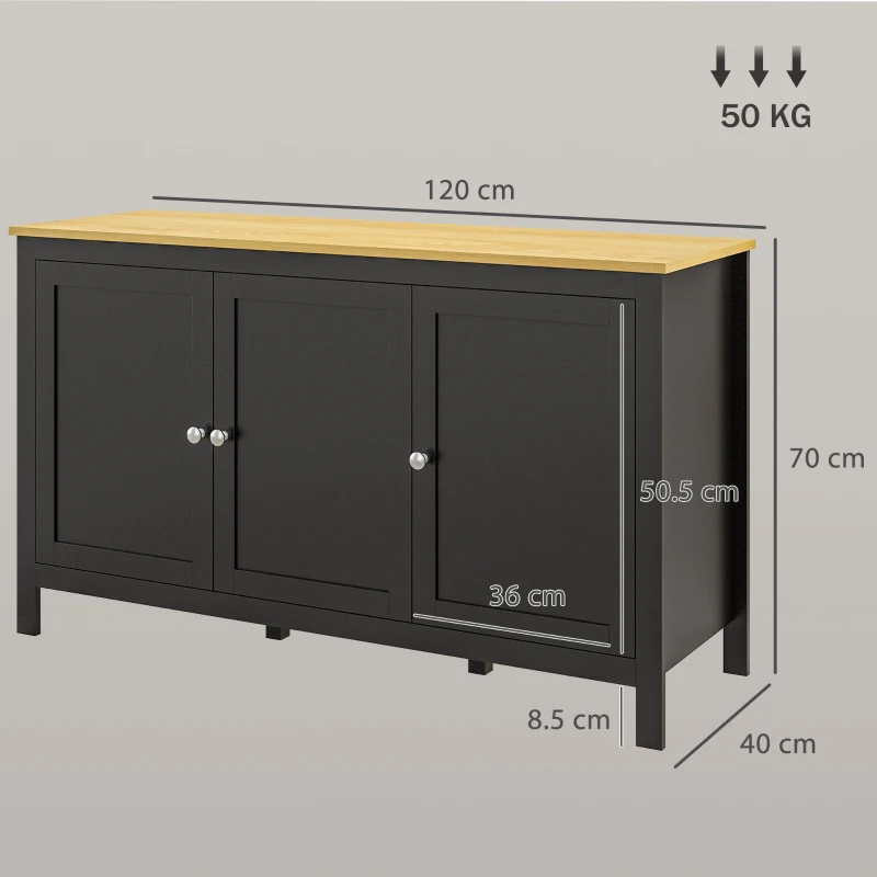 HOMCOM Dulap cu 2 Compartimente și 2 Rafturi Reglabile pe 3 Nivele, 120 x 40 x 70 cm, Negru și Lemn