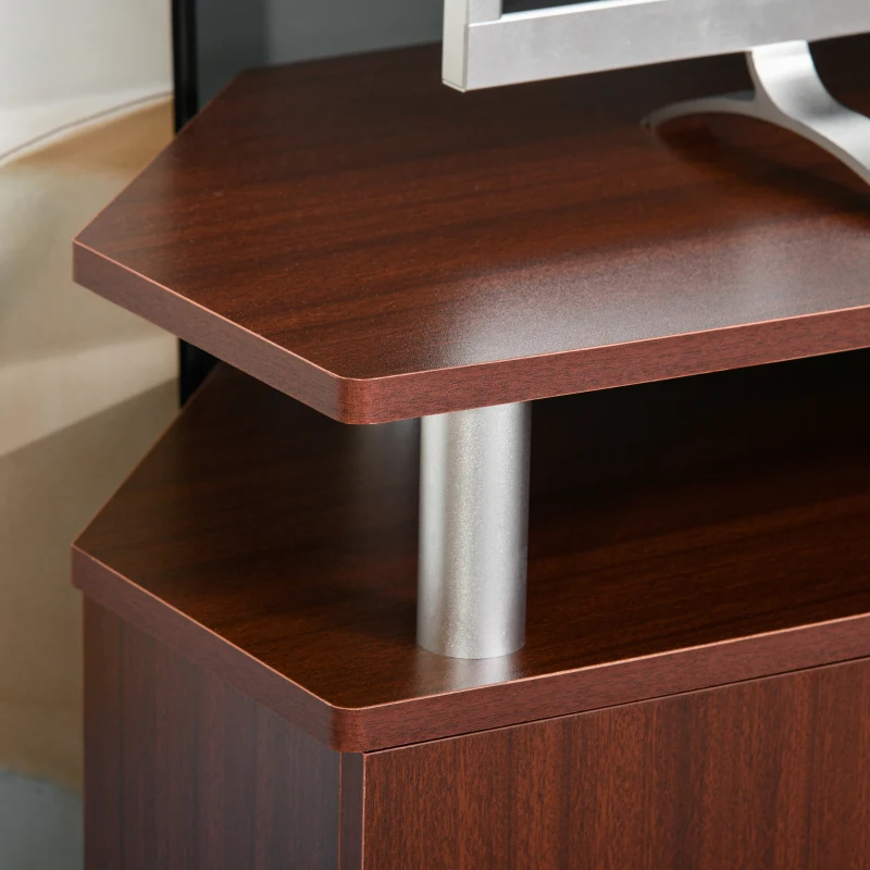 HOMCOM Mobile Porta TV Classico da Soggiorno con 2 ripiani e 2 Armadietti, in MDF e Acciaio Inox, Marrone, 120x39.5x52cm