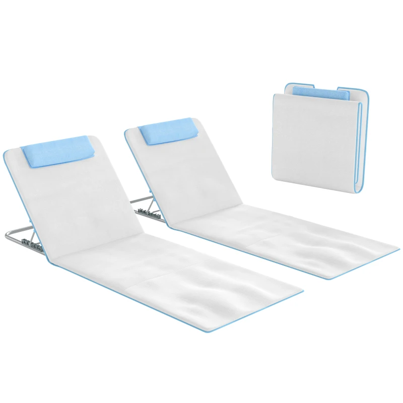 Outsunny Strandliege Sonnenliege Gartenliege, klappbar, verstellbare Rücklehne, Seitentasche, 48 cm x 134 cm x 33-43 cm, Beige