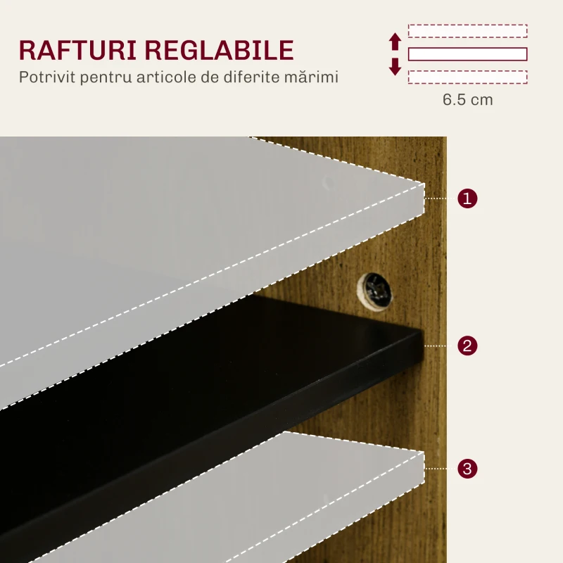 HOMCOM Bufet de Bucătărie, Dulap Multifuncțional cu 2 Uși și Sertar, 80x39,7x80 cm, Culoare Lemn