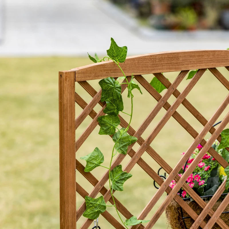 Outsunny Garden Planter with Trellis, Wooden Raised Bed for Garden with Lattice Trellis for Vegetables, Herbs and Flowers, Brown