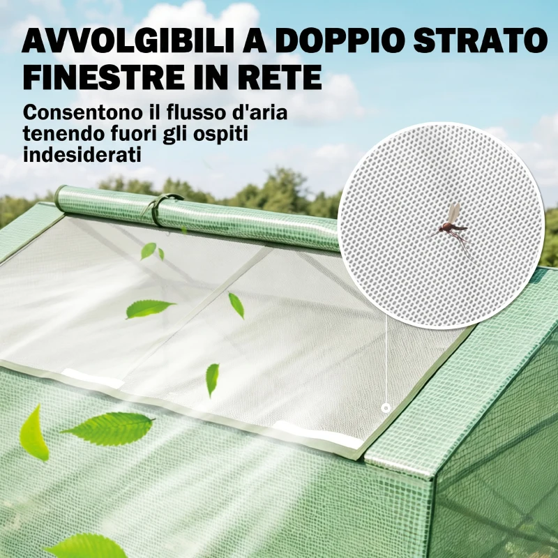 Outsunny Serra Piccola per Giardino e Balcone con Finestre e Copertura in PE, 180x90x70cm, Verde