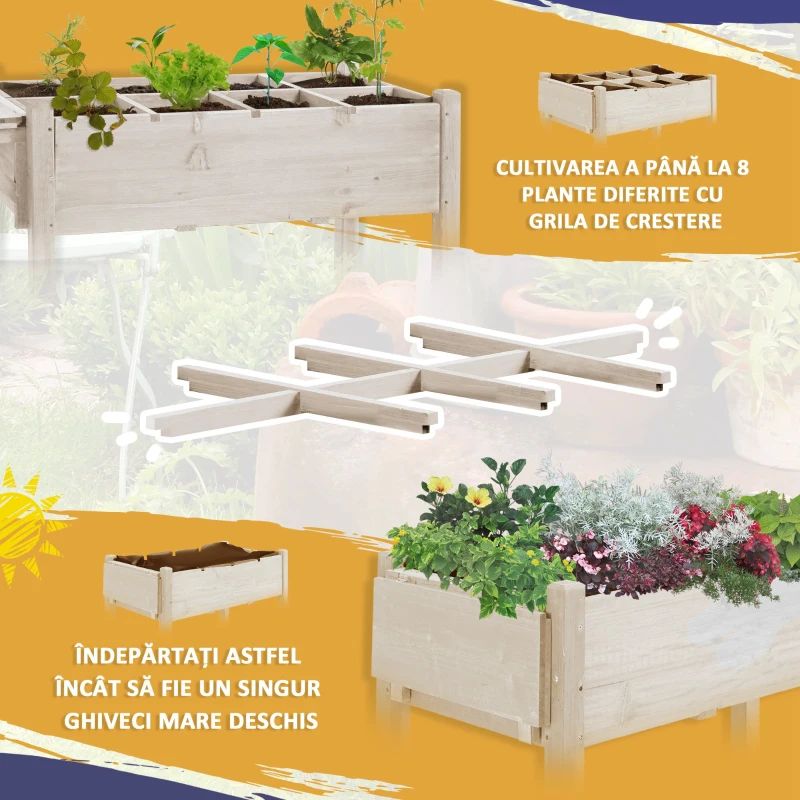 Outsunny Jardiniera din lemn pentru gradina, 123x54x74cm, maro
