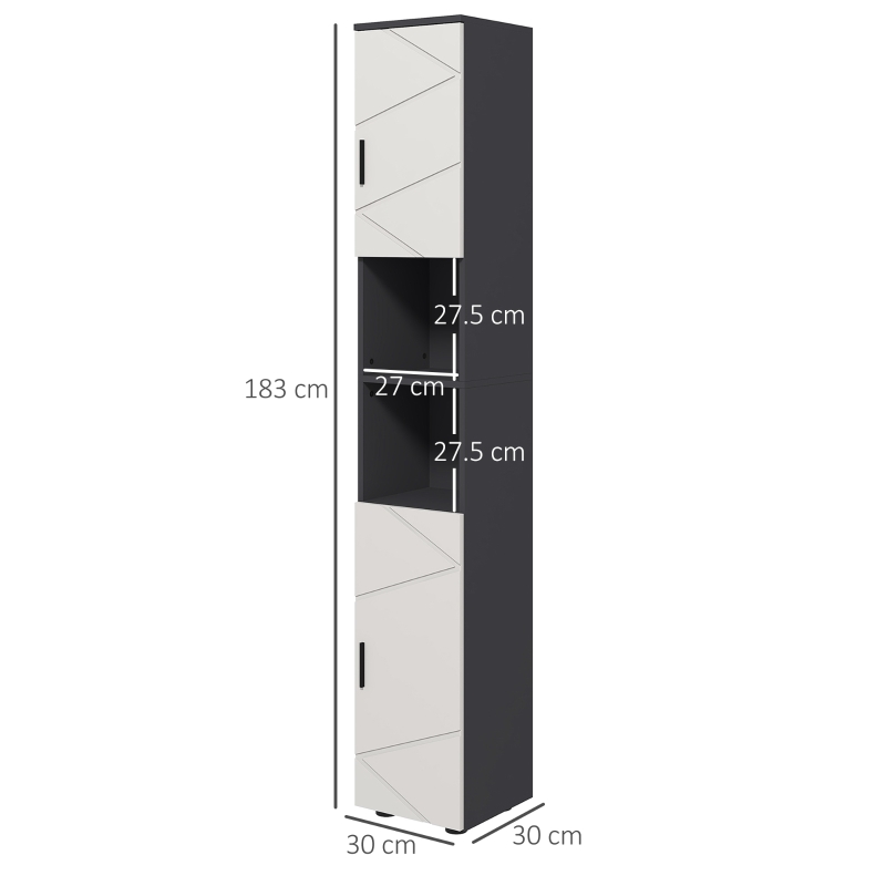 Kleankin Dulap Baie inalt 183 cm – Cu 2 Usi & Rafturi Deschise