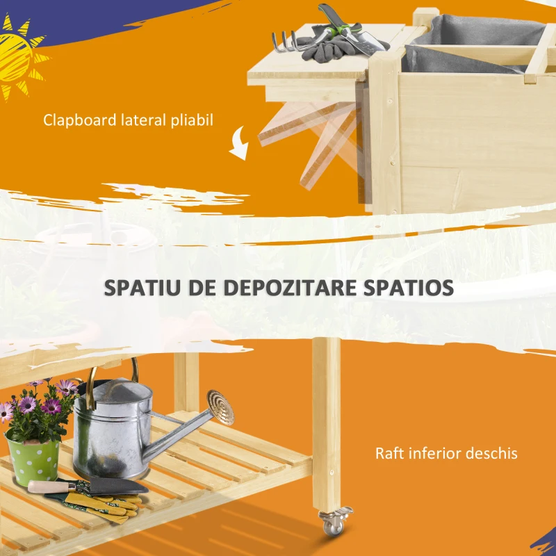 Outsunny Jardiniera din lemn pentru gradina, 123x54x74cm, maro