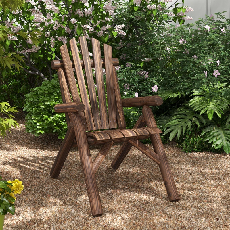 Outsunny Gartenstuhl, Outdoor Hochlehner, bis 113 kg, wetterfest, Verkohlt