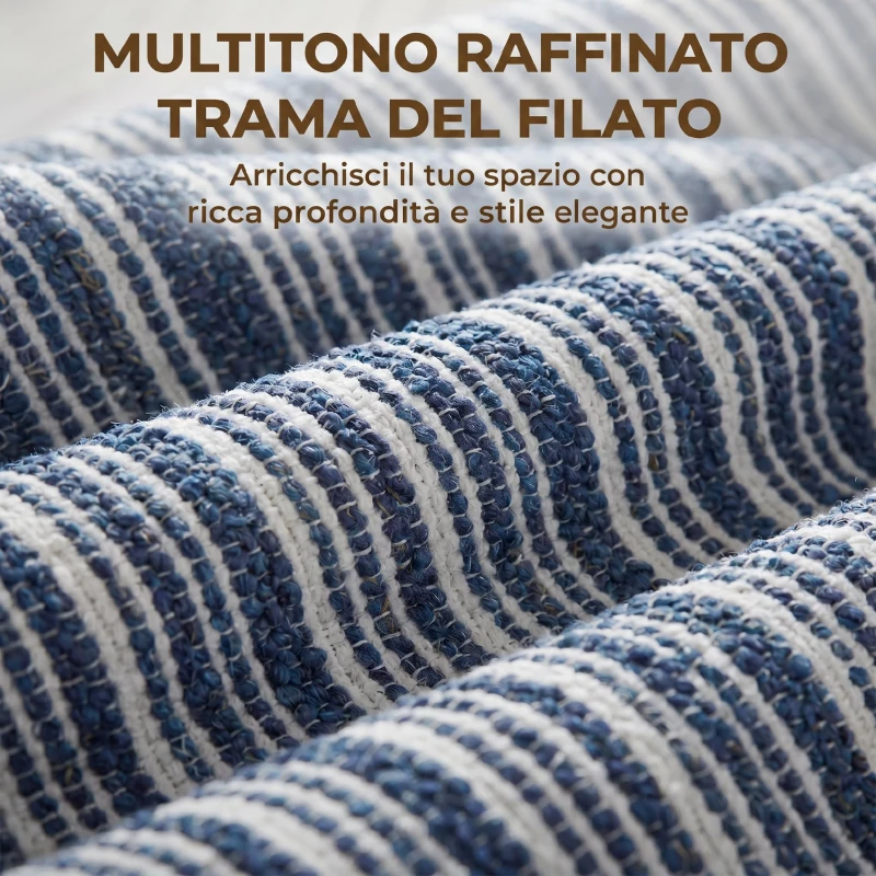 HOMCOM Poltrona Salotto Imbottita in Tessuto Effetto Lino con Braccioli, Cuscino Lombare e Seduta Ampia, Blu