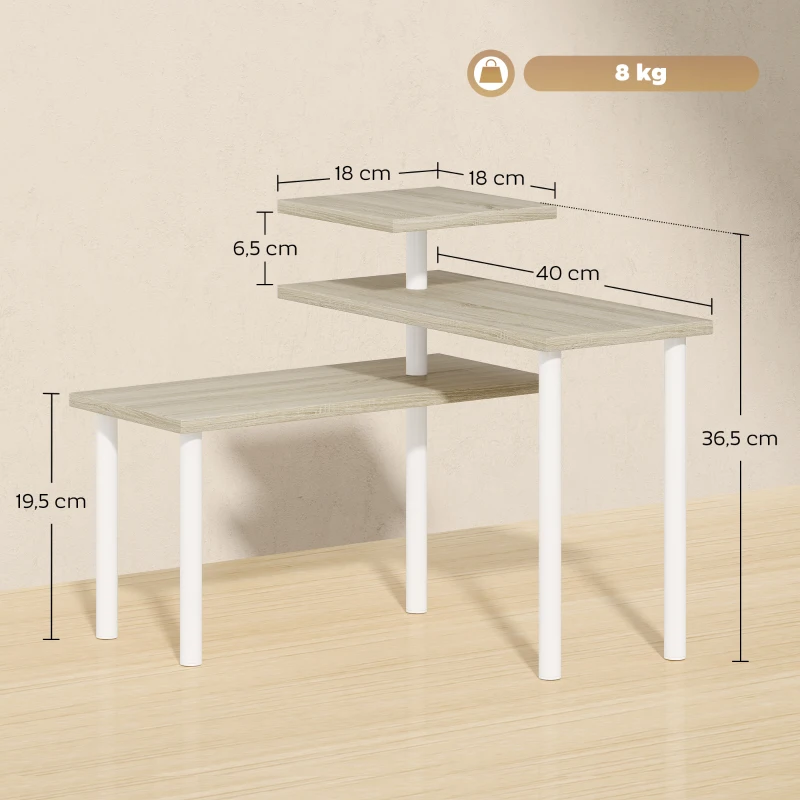 HOMCOM Estantería de Cocina de 3 Niveles con 3 Baldas Giratorias Marco de Metal y Diseño Escalonado para Comedor Salón Natural