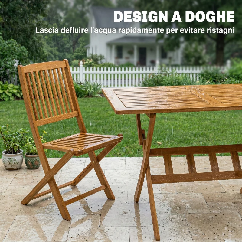 Outsunny Set da Pranzo da Giardino 5 Pezzi, Tavolo e 4 Sedie Pieghevoli