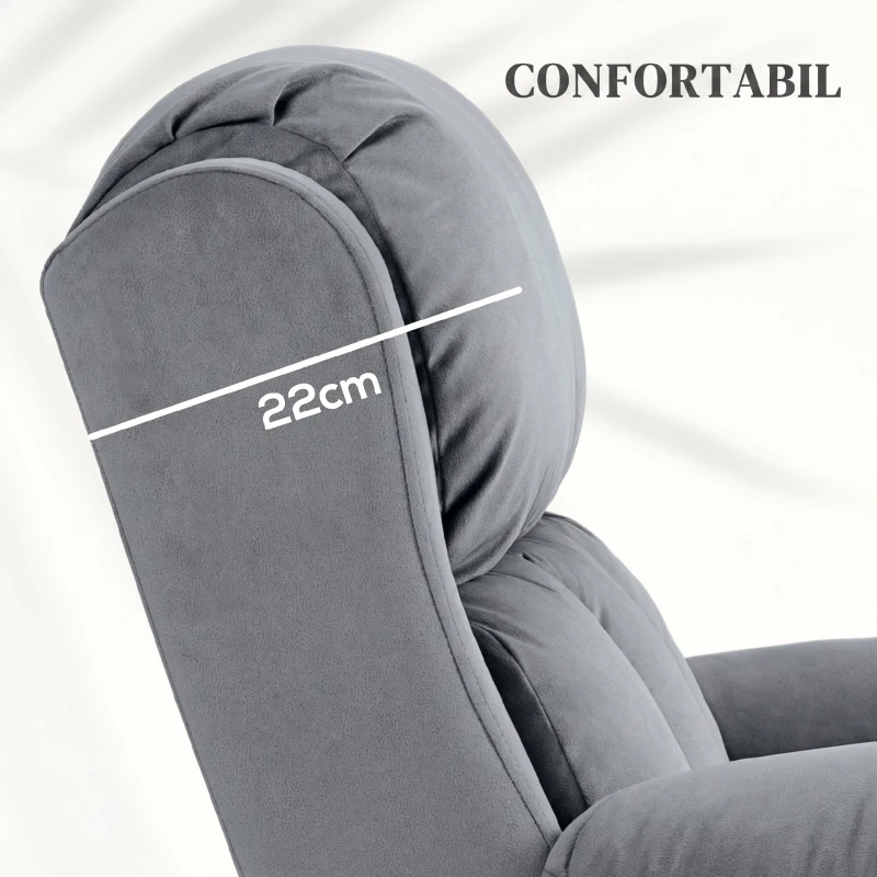HOMCOM Fotoliu Recliner cu 8 Puncte de Masaj și Buzunar pentru Depozitare, din Piele Ecologică și Oțel, 90x95x103 cm, Gri