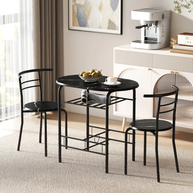 HOMCOM Three-Piece Compact Dining Set - Black