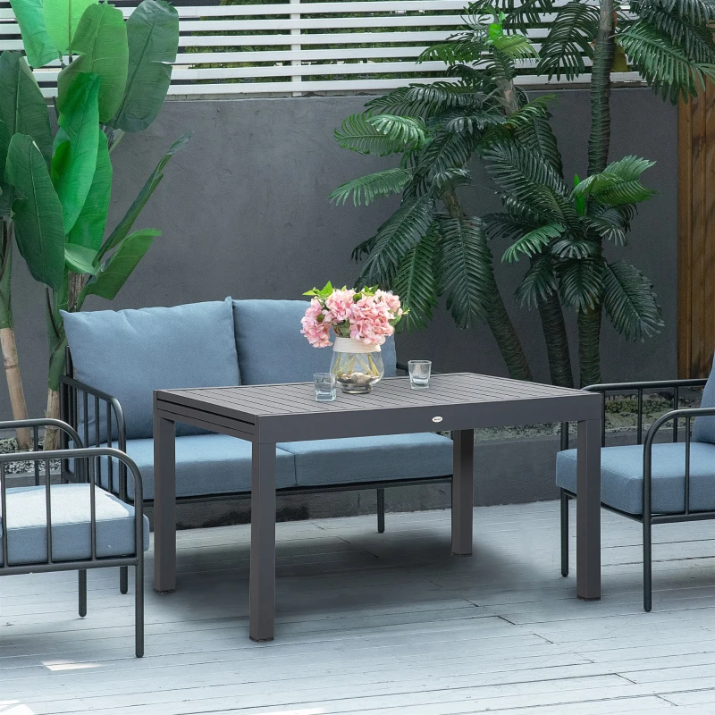 Outsunny Tavolo da Giardino Allungabile per 8-10 Persone, in Alluminio, 135-270x90x75cm, Grigio