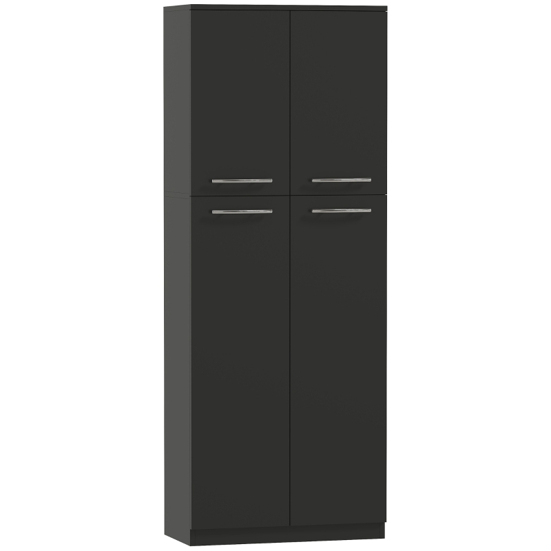 HOMCOM Mobilier de depozitare minimalist cu 2 dulapuri și rafturi reglabile, din lemn negru, 59x31x155 cm