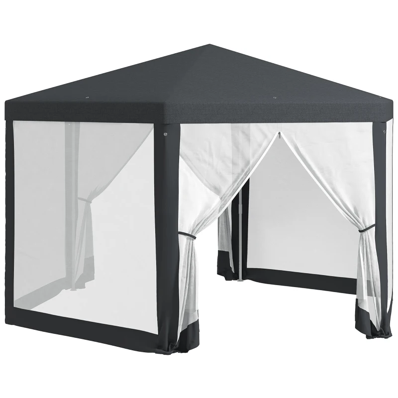 Outsunny 4m Hexagon Gazebo Party Tent, Screen House Patio Canopy Event Shelter for Activities, Shade Resistant, Dark Grey