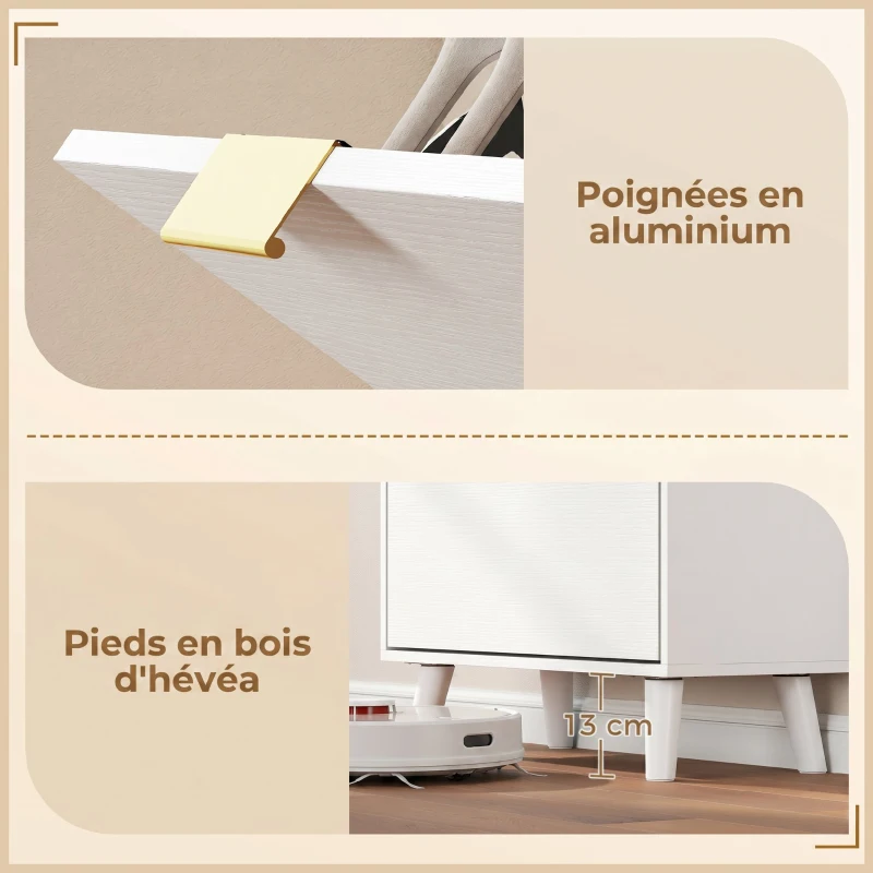 HOMCOM Meuble à chaussures 12 paires, armoire à chaussures étroite avec 2 tiroirs rabattables, étagères réglables, blanc