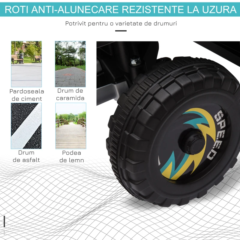 HOMCOM ATV Electric pentru Copii 18-36 Luni cu Baterie Reîncărcabilă de 6V, 72x40x45.5 cm, Negru(m-10)