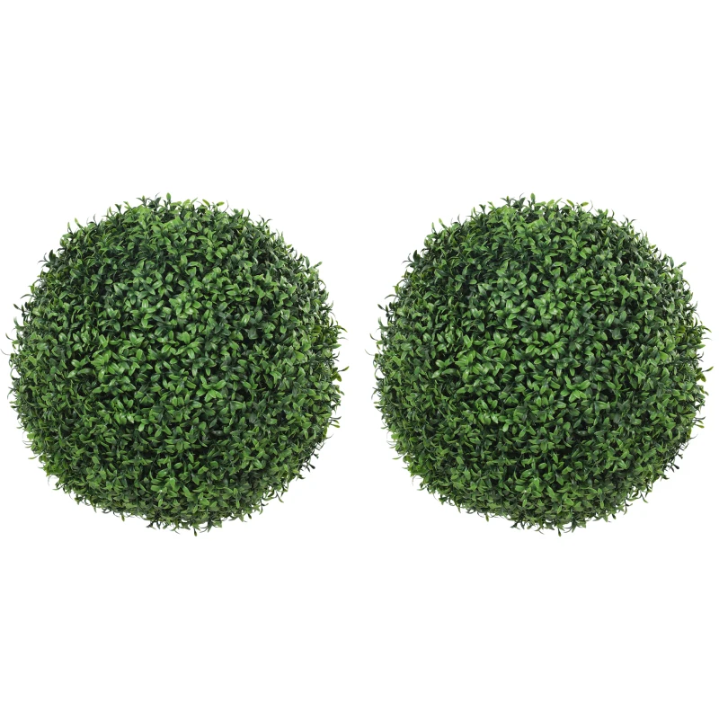 HOMCOM Set de 2 Topiarii Artificiale cu 682 Frunze, 42 cm, Verde