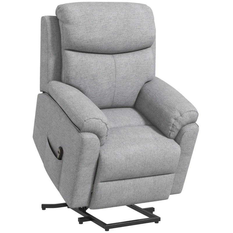 HOMCOM Fotoliu Reclinabil cu Funcție de Ridicare și Suport pentru Picioare, Material Textil cu Efect de In, 83x89x102 cm, Gri