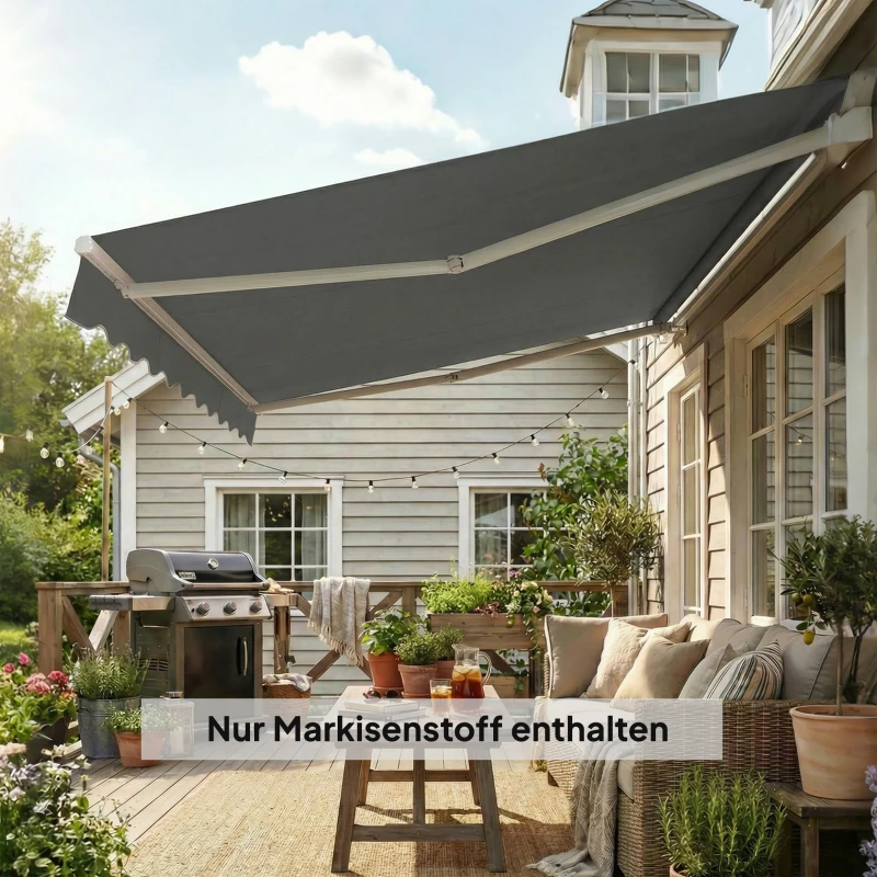 Outsunny Ersatzstoff für Markise – Sonnenschutzdach UPF 50+ für 3,5 x 2,5 m Rahmen, Dunkelgrau