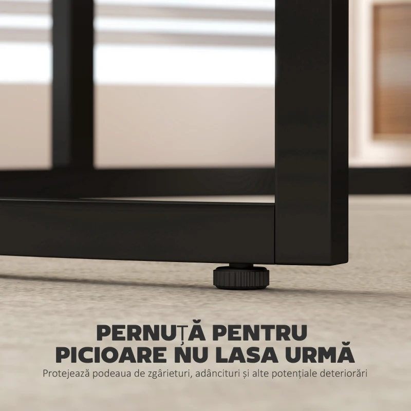 HOMCOM Set 2 măsuțe de cafea moderne, suprapuse, rotunde, gri marmorat