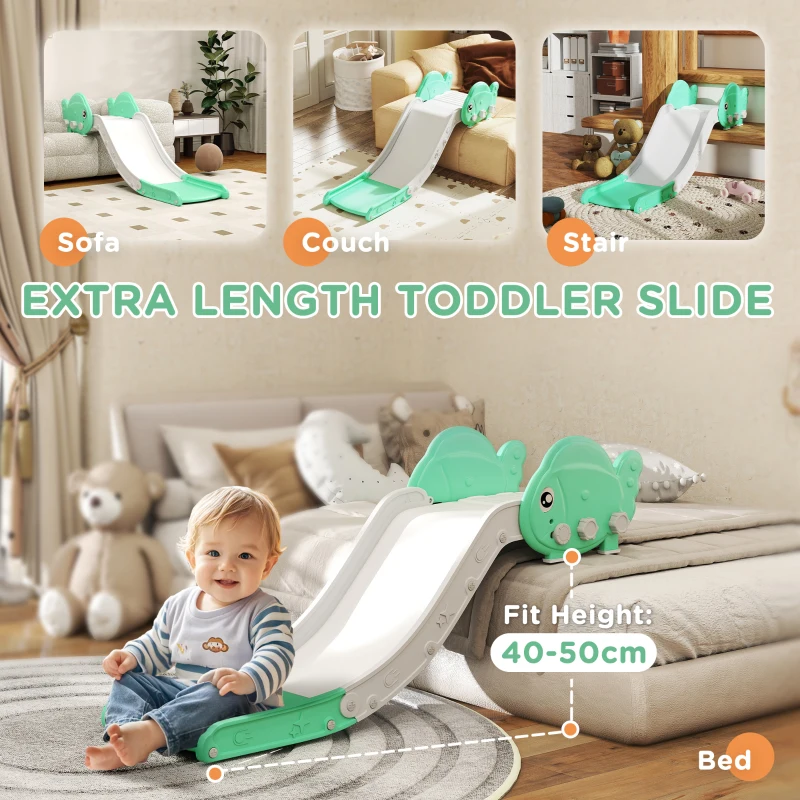 AIYAPLAY Kids Sofa Slide with 130cm Extended Length, HDPE Toddler Slide for Sofa, Bed, Stairs, Easy Assemble & Storage, Green