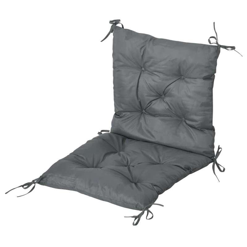 Outsunny Set 2 Perne pentru Scaune de Exterior din Poliester și Bumbac cu Șnururi, 50x98x8 cm, Gri
