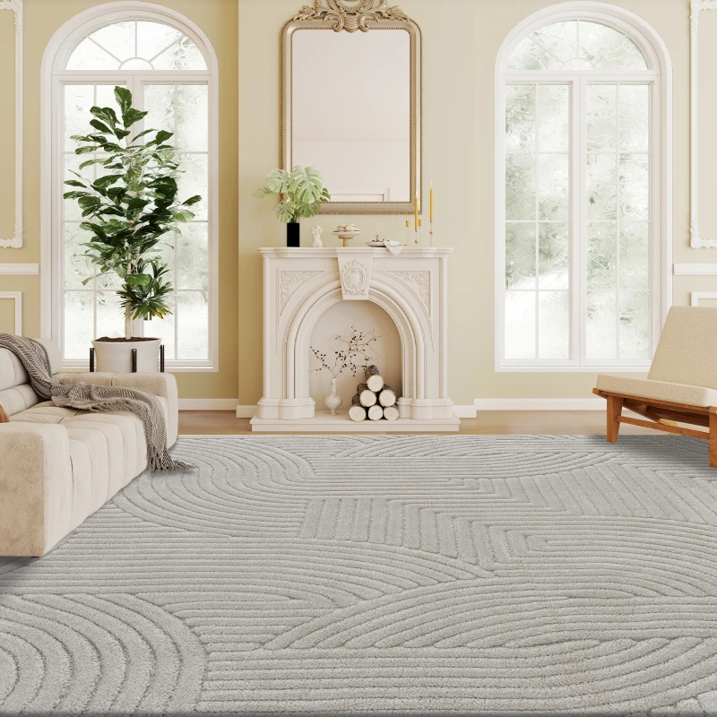HOMCOM Tapis salon 230 x 160 cm, tapis à poils épais géométrique, moelleux et antidérapant, gris