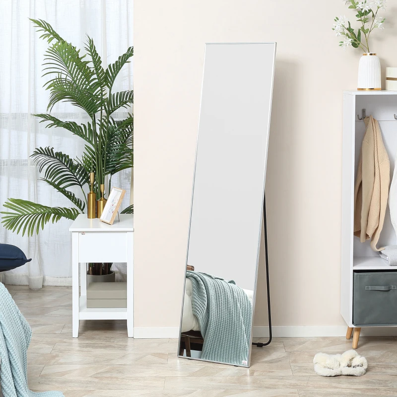 HOMCOM Full Length Mirror, Freestanding or Wall-Mounted Dressing Mirror with Stand for Bedroom, Living Room, 160 x 40 cm, Black Frame
