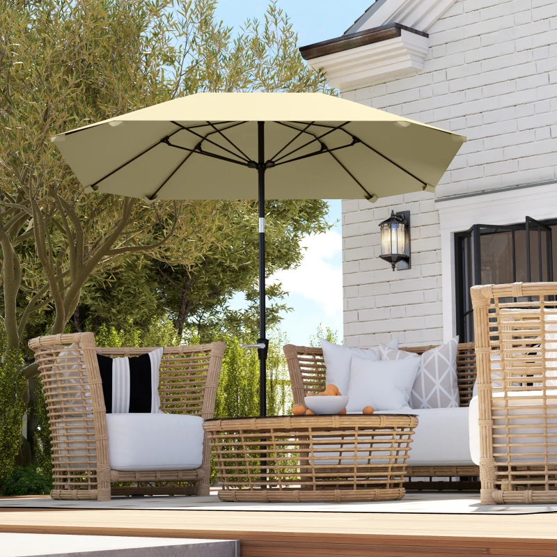 Outsunny 2,3 m Sonnenschirm ohne Basis, Verstellbarer Terrassenschirm mit Kurbel, Polyester, Aluminium, Fiberglas, Beige