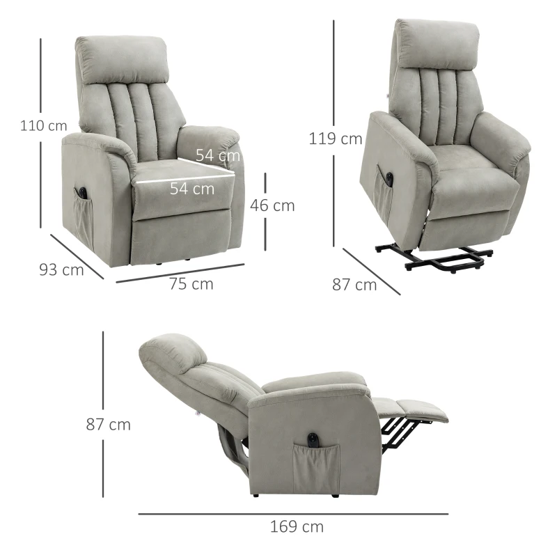 Homcom Fotoliu Ridicare Electric – Reclinabil 150° cu Telecomanda
