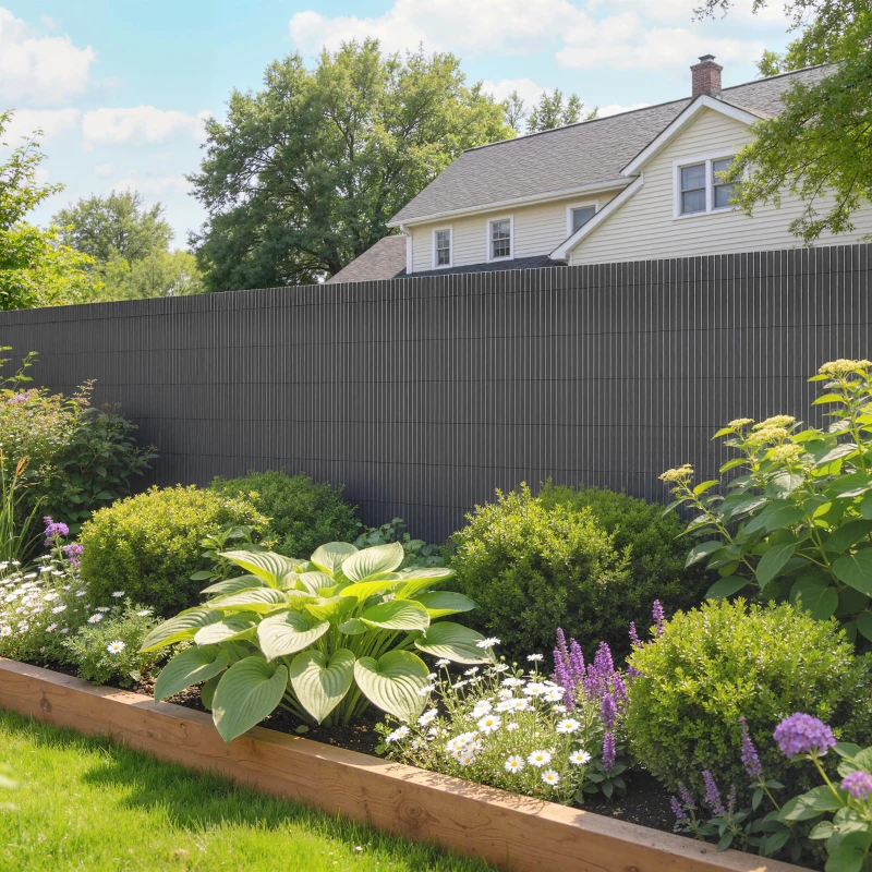 Outsunny 2Pcs Plastic Privacy Screening Fence, 1m x 5 m Waterproof Windbreak Fence, Dark Grey