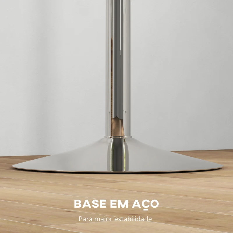HOMCOM Mesa Alta de Cozinha Mesa Alta de Bar Redonda para 2 Pessoas Altura Ajustável Tampo Giratório 360° 60x60x91 cm Carvalho Claro