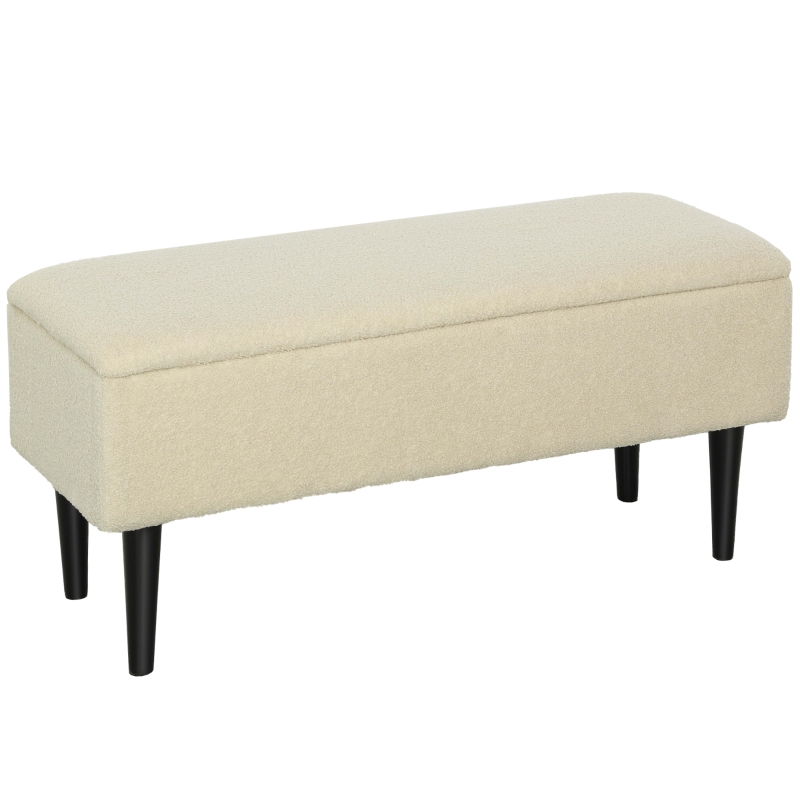 HOMCOM Sitzbank im Vintagedesign, Schuhbank, versteckter Stauraum, Kaschmir-Optik, Beige + Schwarz