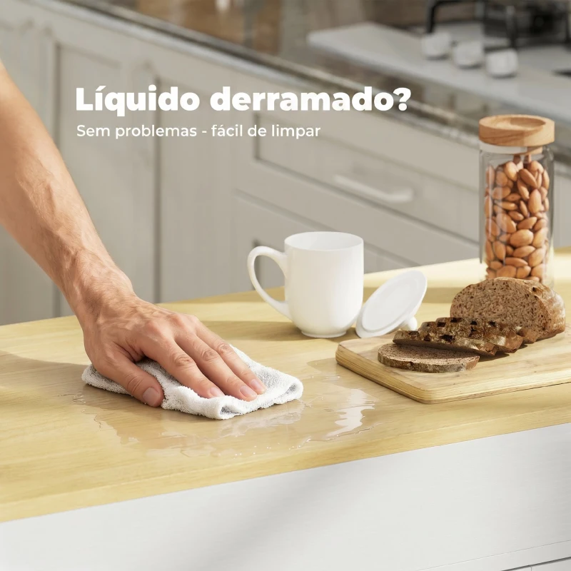 HOMCOM Ilha de Cozinha com Rodas Tampo Extensível Carrinho de Cozinha com 4 Portas Prateleiras Ajustáveis Estante Lateral Aberta Branco