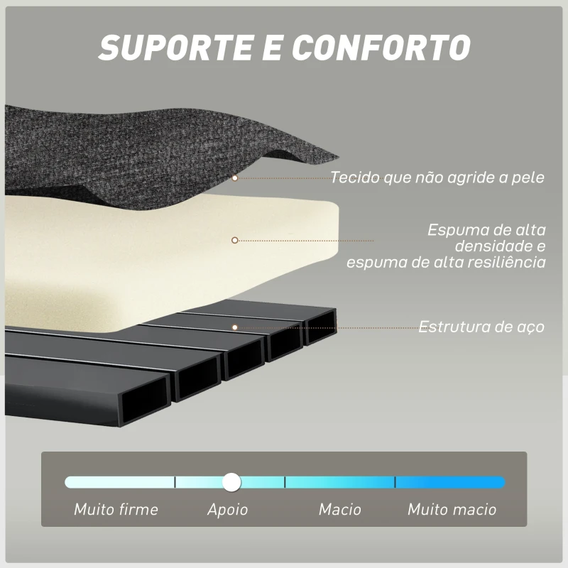HOMCOM Sofá Cama de 2 Lugares Dobrável Estofado em Chenilla com 2 Almofadas Braços Largos Acolchoamento Grosso  Cinzento Escuro