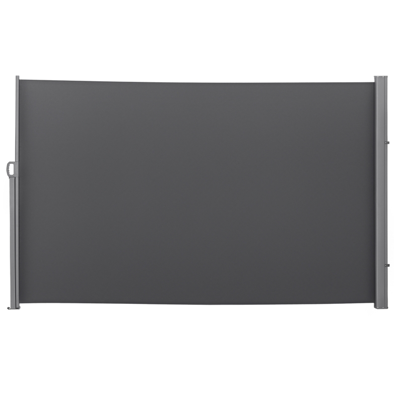 Outsunny Retractable Sun Side Awning Screen Fence - Patio Garden Wall Balcony Screening Panel Outdoor Blind Privacy Divider (3x1.8M, Grey)