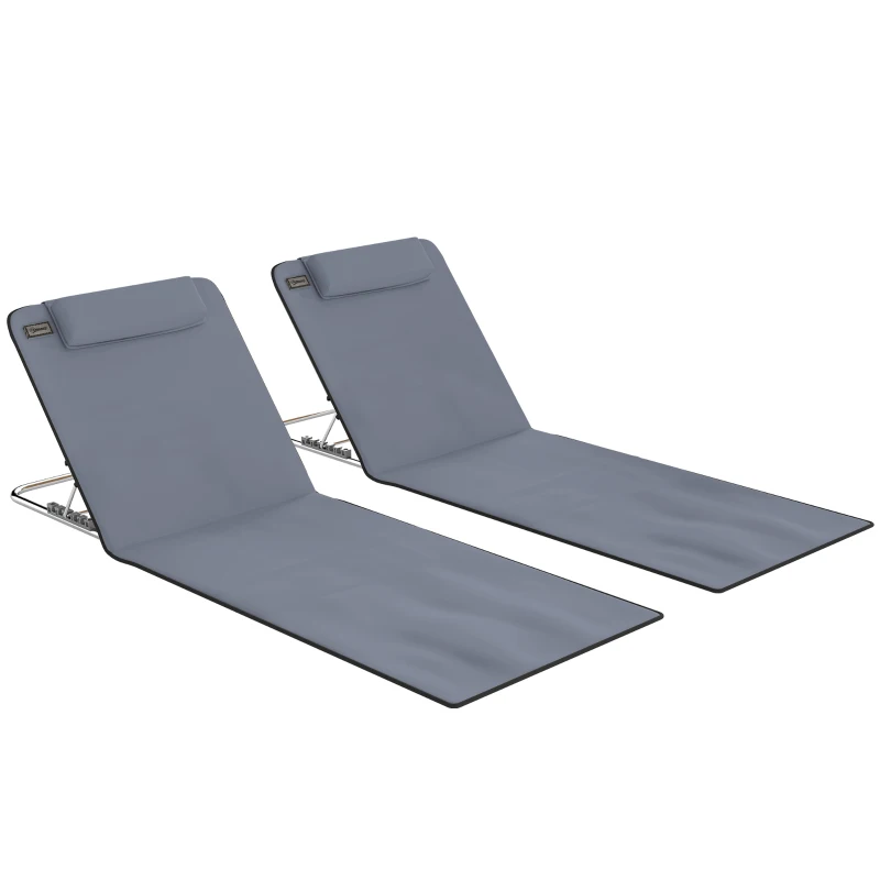 Outsunny Lot de 2 Tapis de Plage rembourré - lot de 2 Matelas de Plage - nattes de Plage - Dossier inclinable
