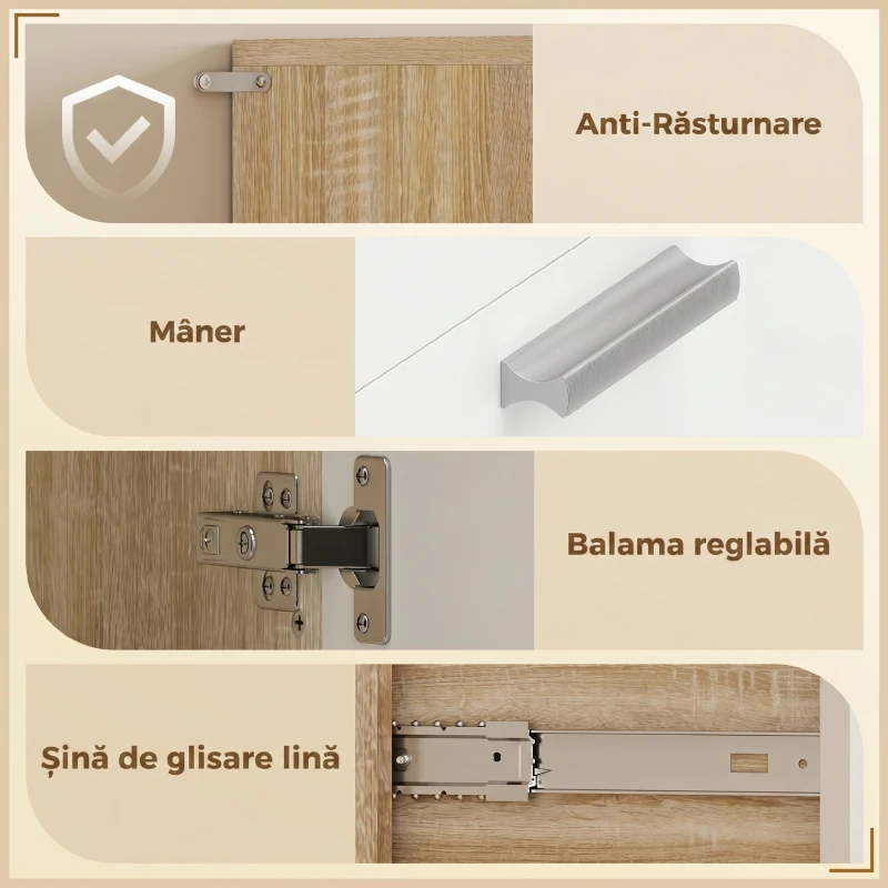 HOMCOM Mobilier Bucătărie 174 cm cu Sertar, Rafturi, Blat și Orificiu pentru Cabluri