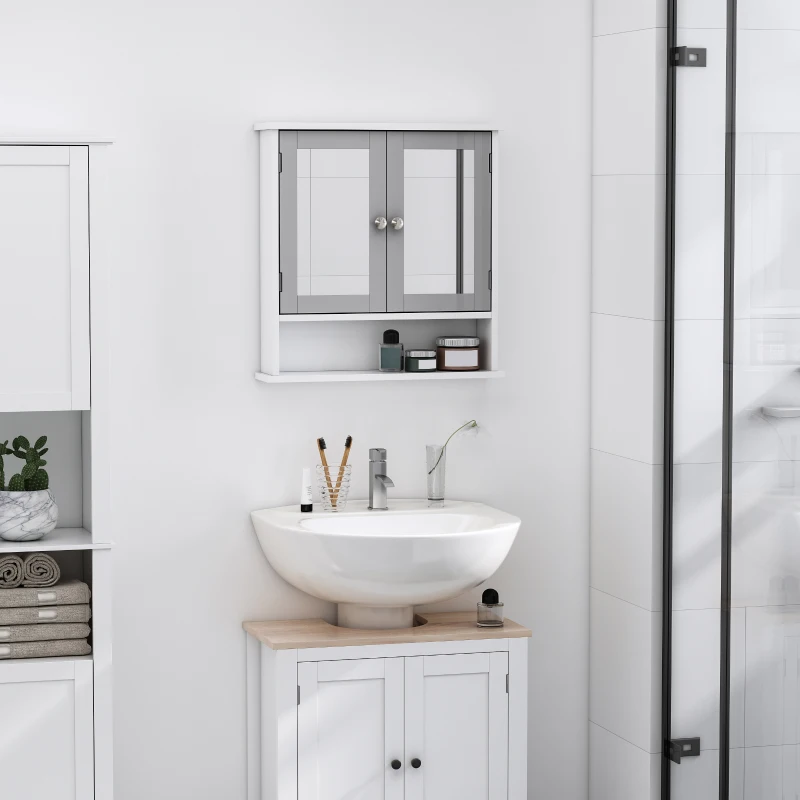 kleankin Bathroom Wall Storage Cabinet - Grey