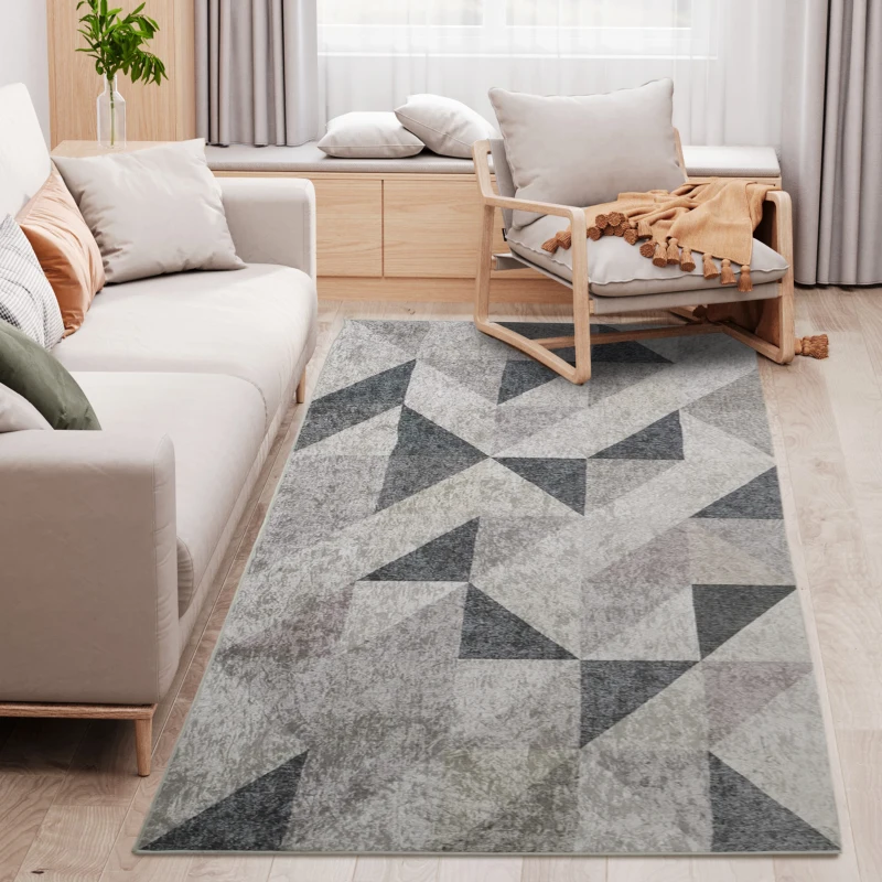 HOMCOM Tapete de Sala de Estar Moderno 230x160cm Tapete Geométrico com Base Antiderrapante Multicor