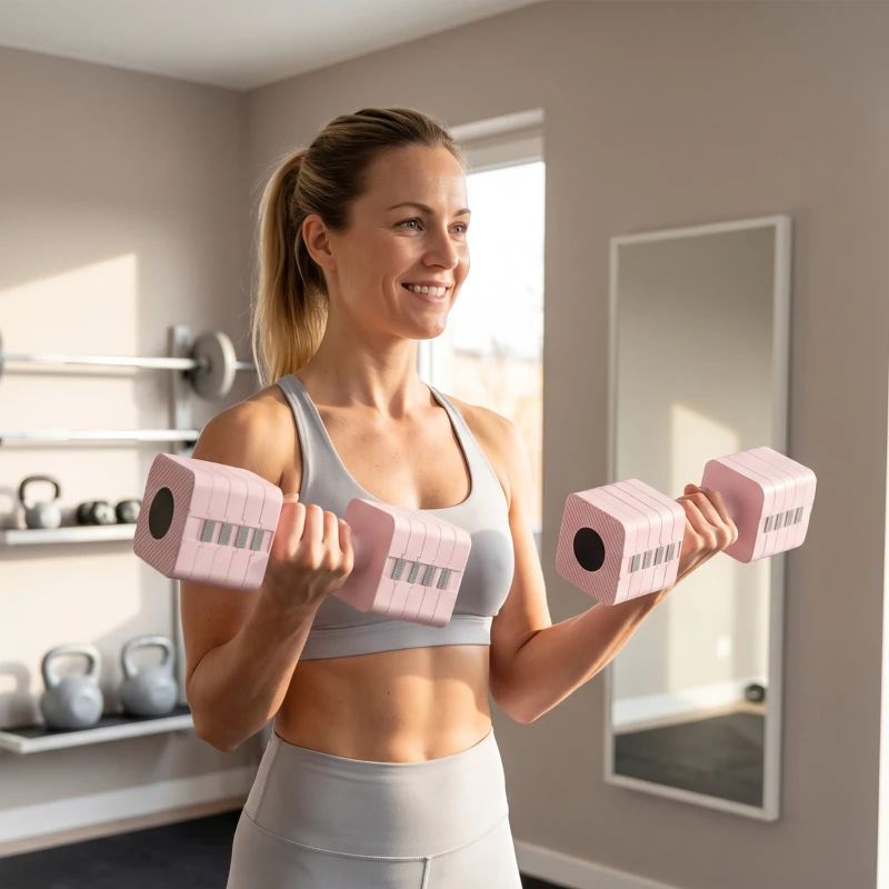 SPORTNOW Verstellbare Hantel, 2 x 5kg Hanteln mit rutschfest Griff, Quadratisch Kurzhantelset aus Stahl Rosa