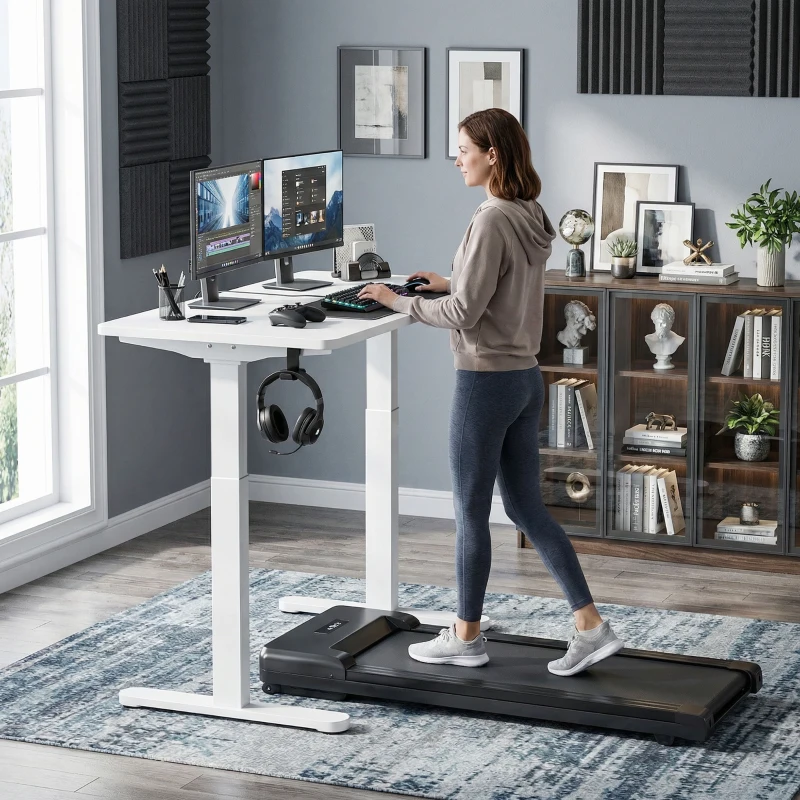 HOMCOM Elektrisches Schreibtischgestell, höhenverstellbar, mit Speicherfunktion, Stahl, Weiß