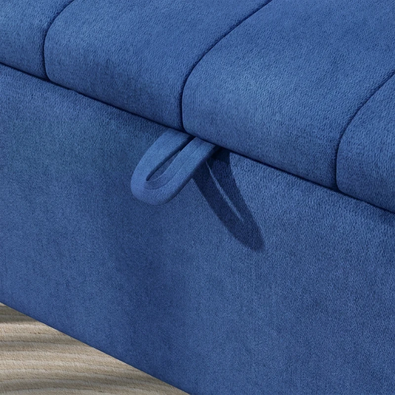 HOMCOM Panca Contenitore Pouf Poggiapiedi Imbottito, 102x40x44 cm, Blu Scuro